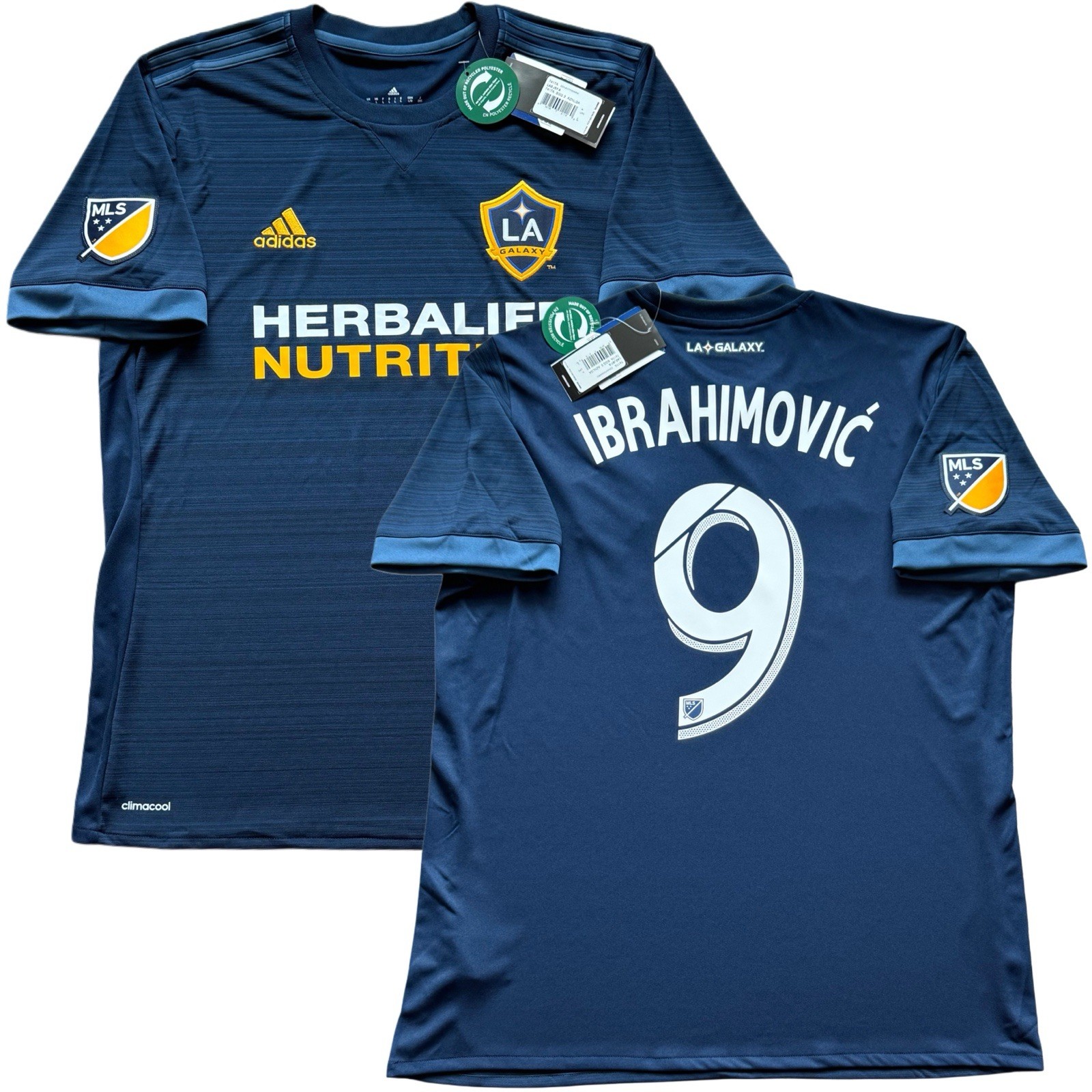 2018 LA Galaxy Away #9 Ibrahimovic Large adidas Soccer Legend Zlatan MLS kit