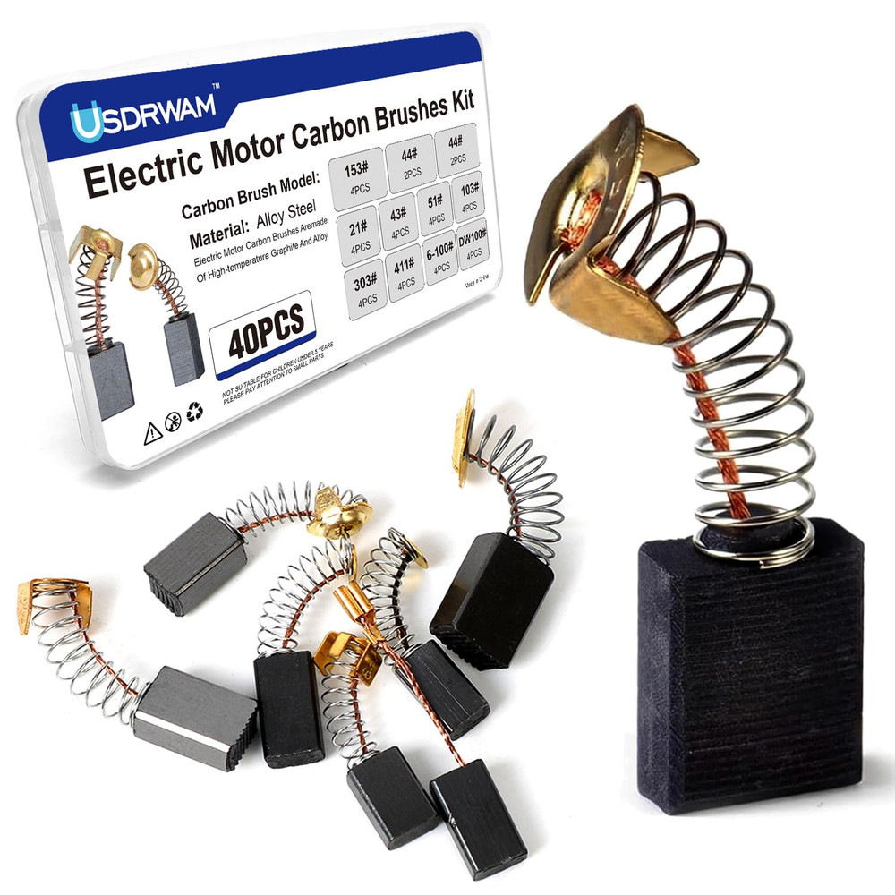 40Pcs Electric Motor Carbon Brushes Set, 10 Different Models for Replacement Rep