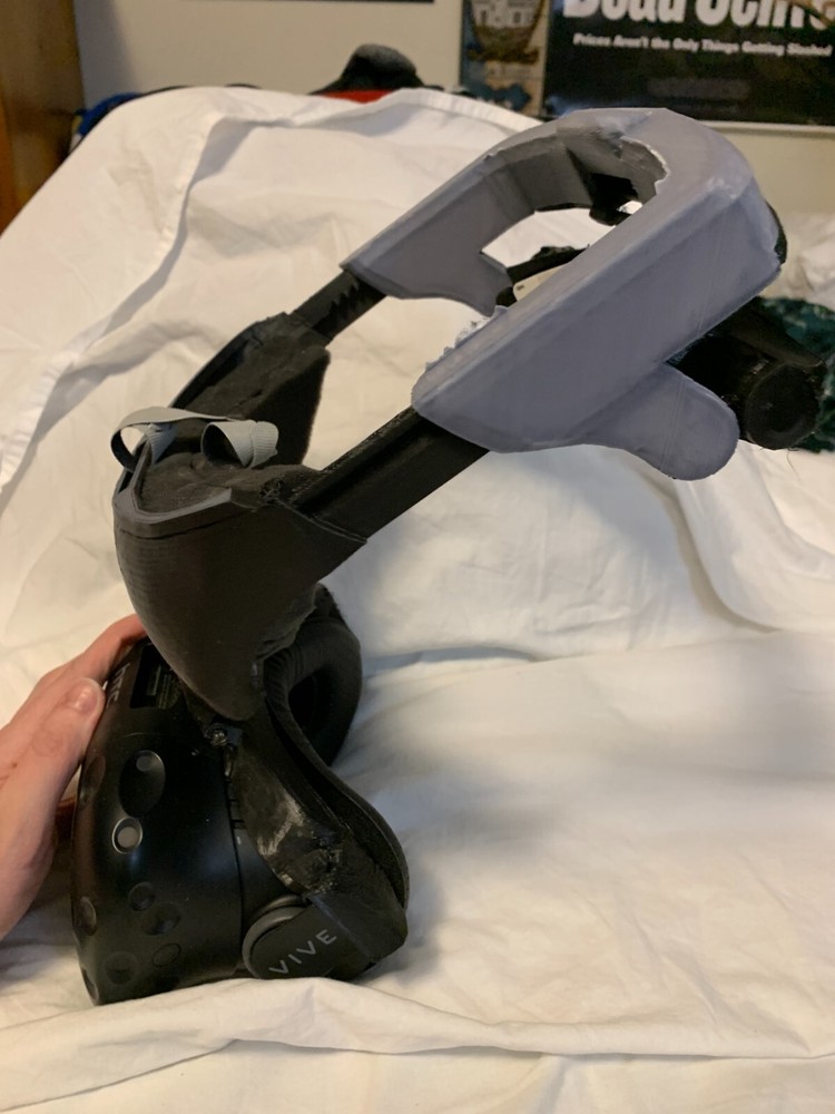 HTC Vive Virtual Reality Headset with reVolve headstrap, link box, CABLES