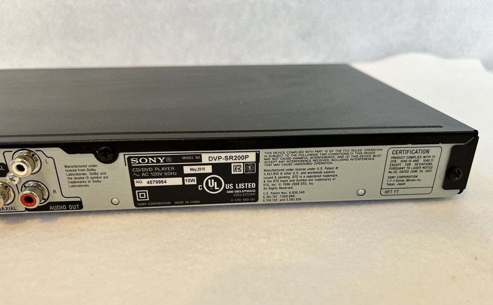 Sony DVP-SR200P DVD Player with Remote~works Tested