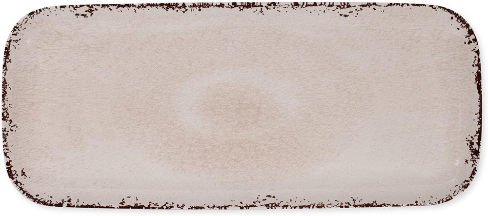 ware Crackle Cream Melamine Serving Tray, 15 X 6.5 Inch Rectangular Serving Plat
