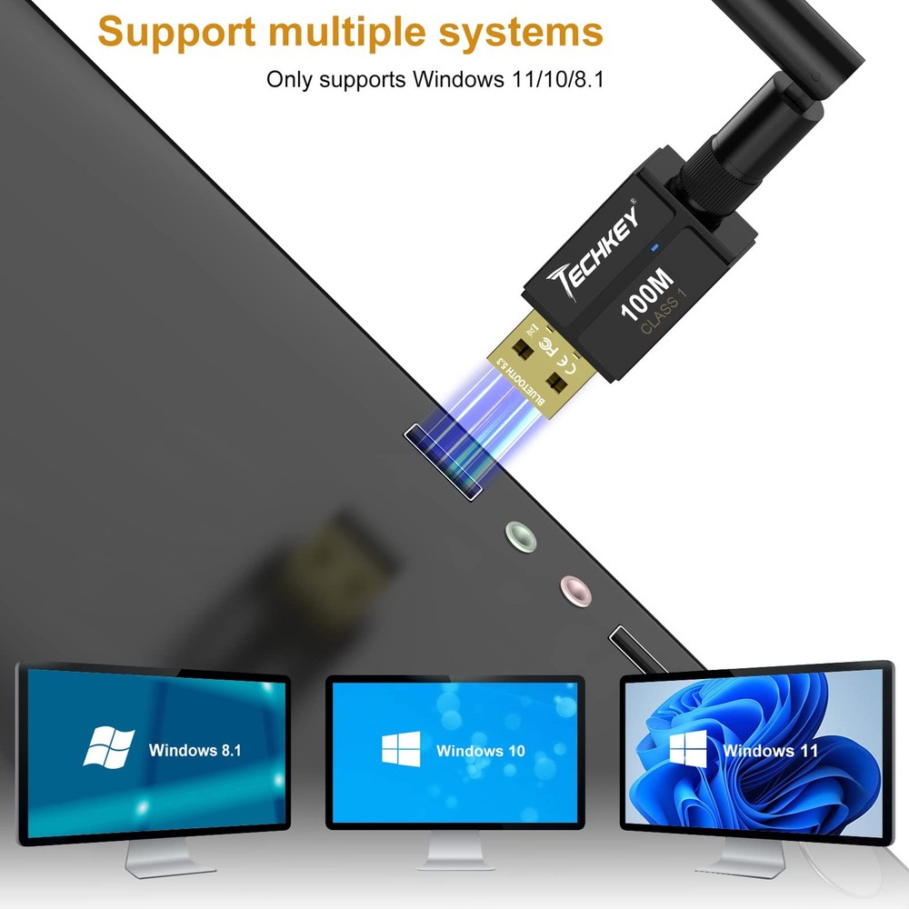 Long Range USB Bluetooth 5.3 Adapter for Desktop PC - 328FT 5.3BT, black