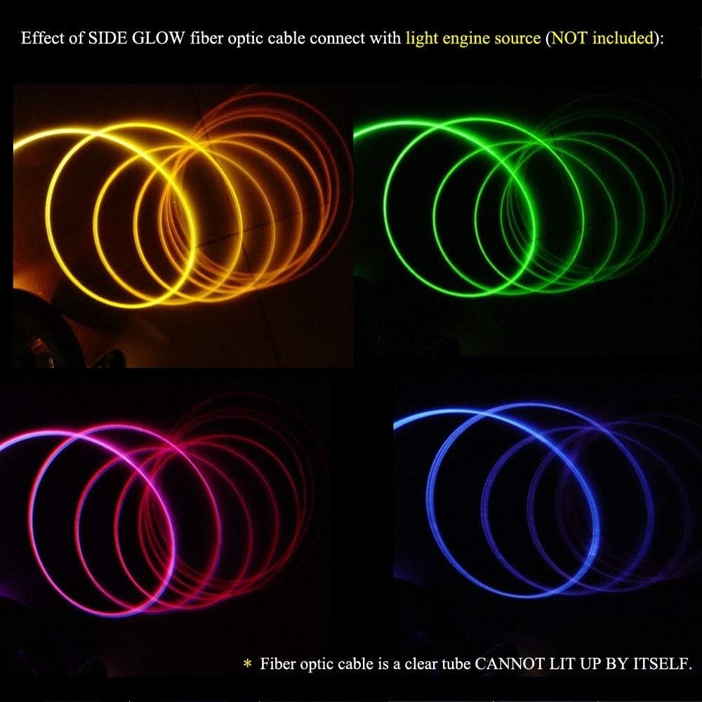 16.4ft PMMA Side Glow Fiber Optic Cable - Flexible Transparent Light Solution