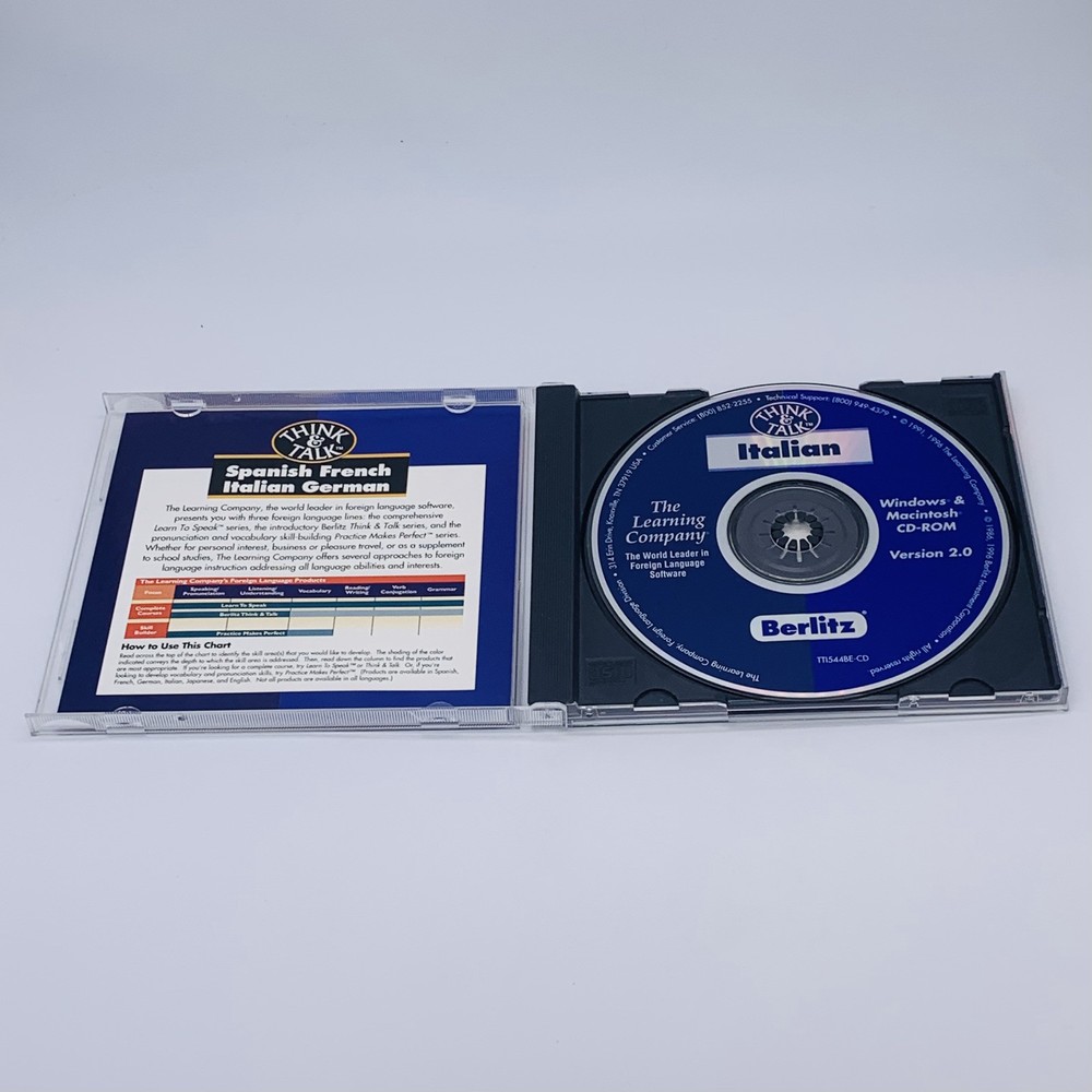The Learning Company Berlitz Think & Talk Italian Version 2.0 Win Mac CD-ROM