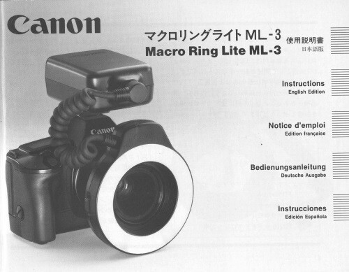 Canon Macro Ring Lite ML-3 Instruction Manual Original