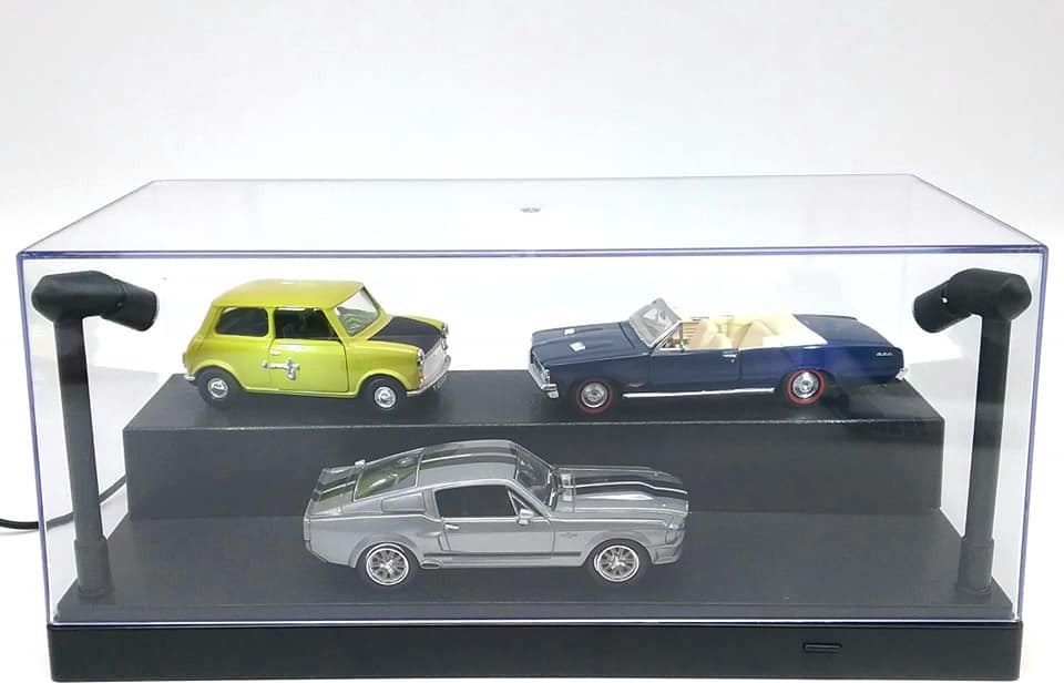 LED Lighted Acrylic 1:43 and 1:24 Scale Model Display Case with removable riser