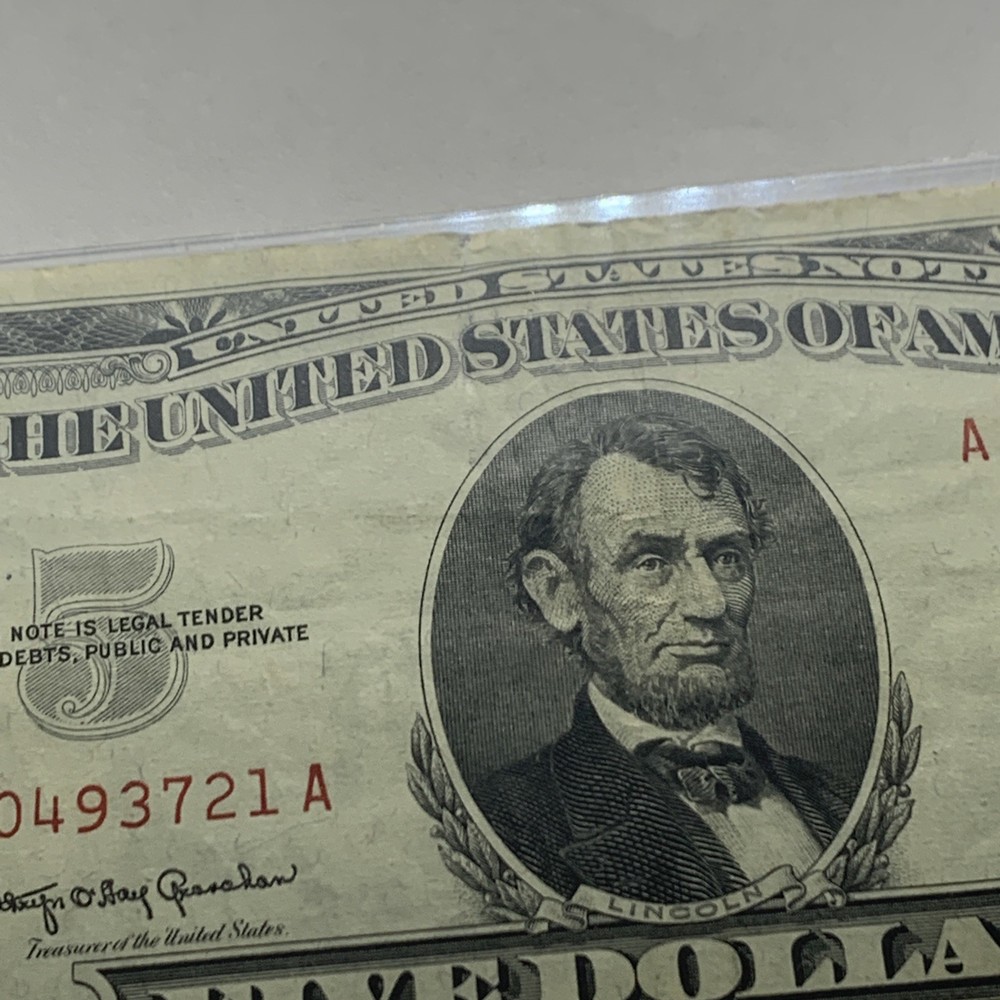 1963 $5 dollar red seal note