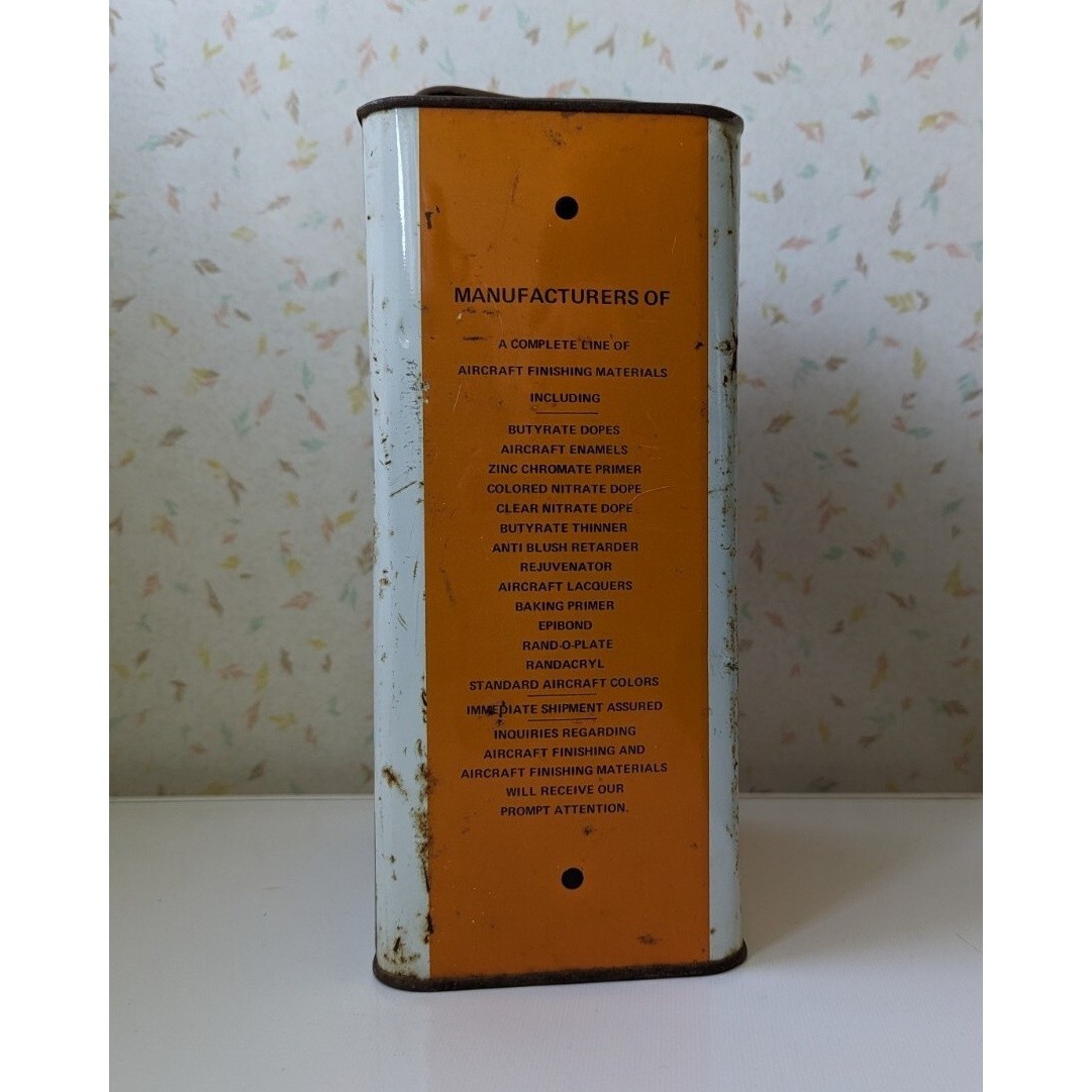 RANDOLPH PRODUCTS Flight Proven Aircraft Finish Tin Airplane Graphic Vintage