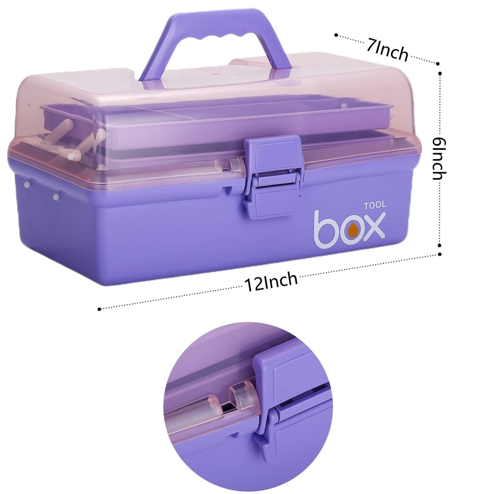 Kinsorcai 12'' Three-Layer Clear Plastic Storage Box/Tool Box, Multipurpose O...