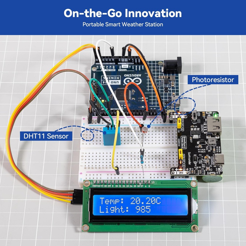 BreadVolt Breadboard Power Supply Module Built-in Rechargeble Battery Compati...