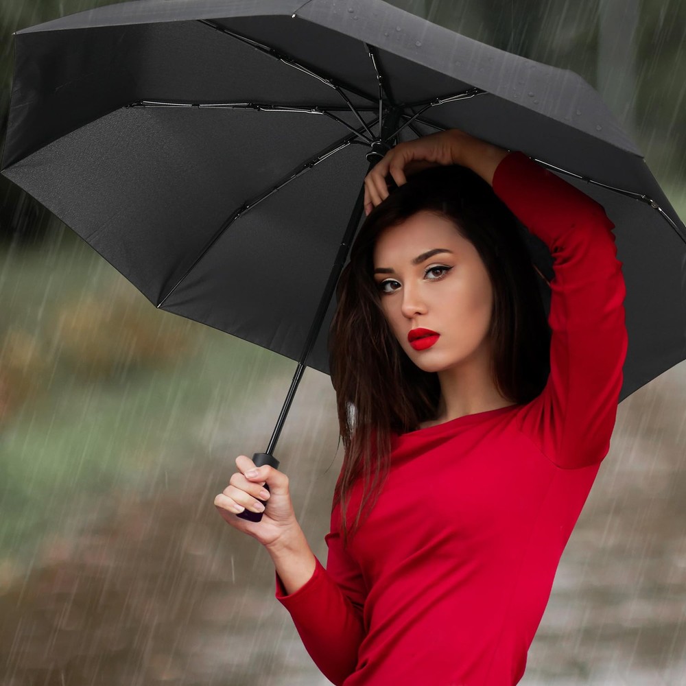 Travel Essentials Umbrella Windproof Compact Collapsible Light Strong Automatic
