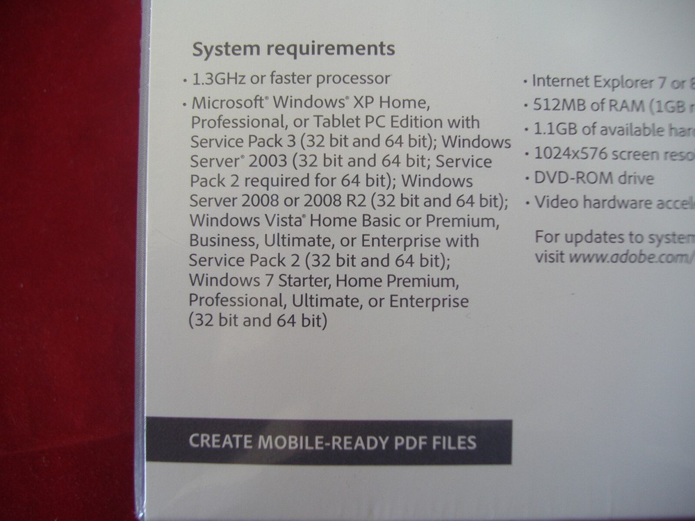 Adobe Acrobat X 10 Standard Full Version for Windows Licensed for 2 PCs=SEALED=