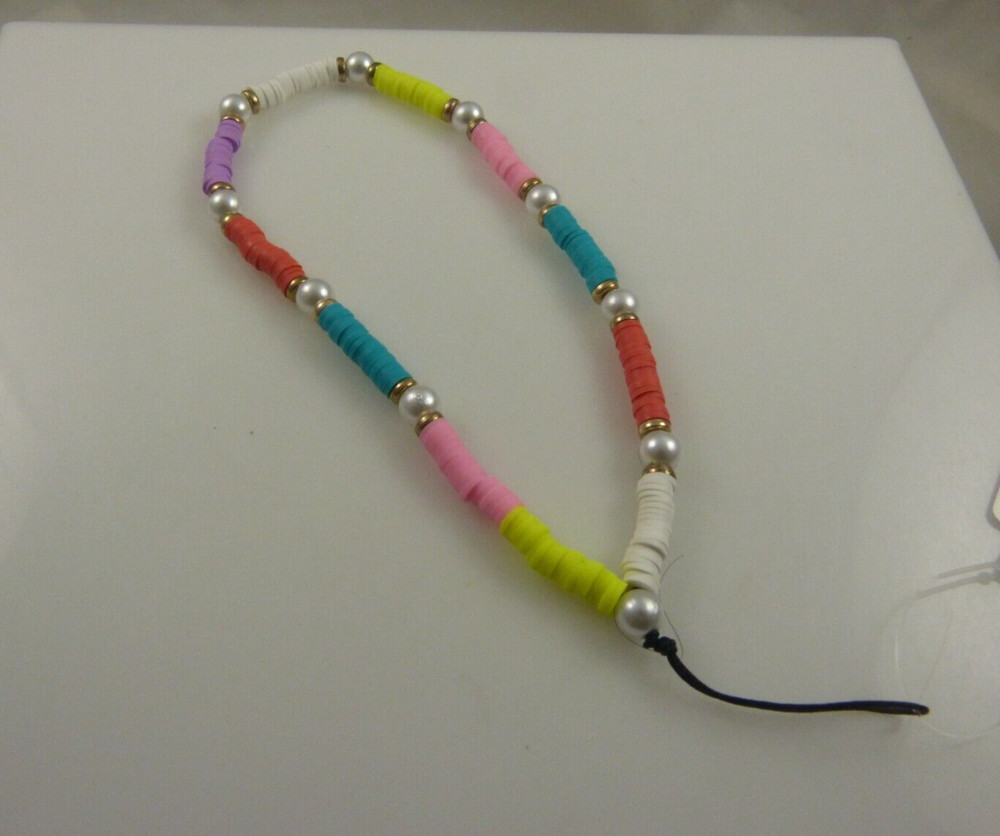 cell phone strap for phone or case multi color beads.