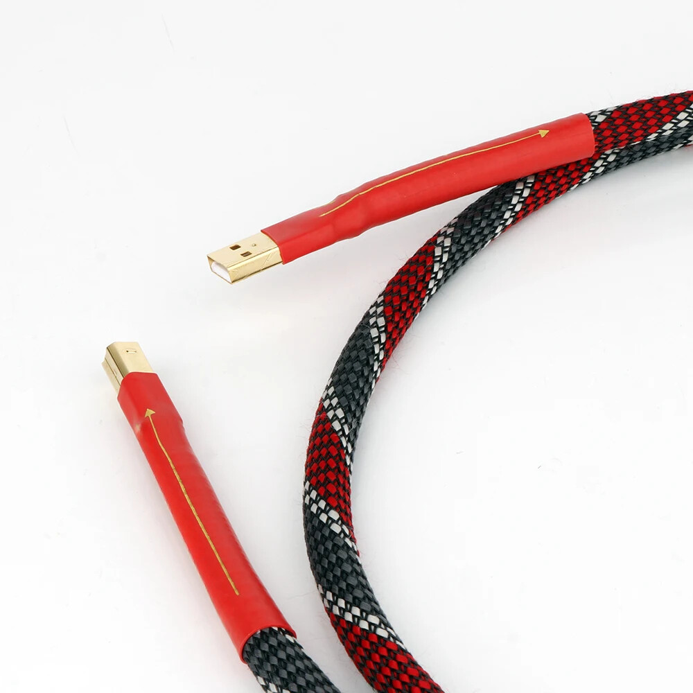 Type A-B USB Data Cord Silver Plated Audio USB Cable with Gold Plated Plugs