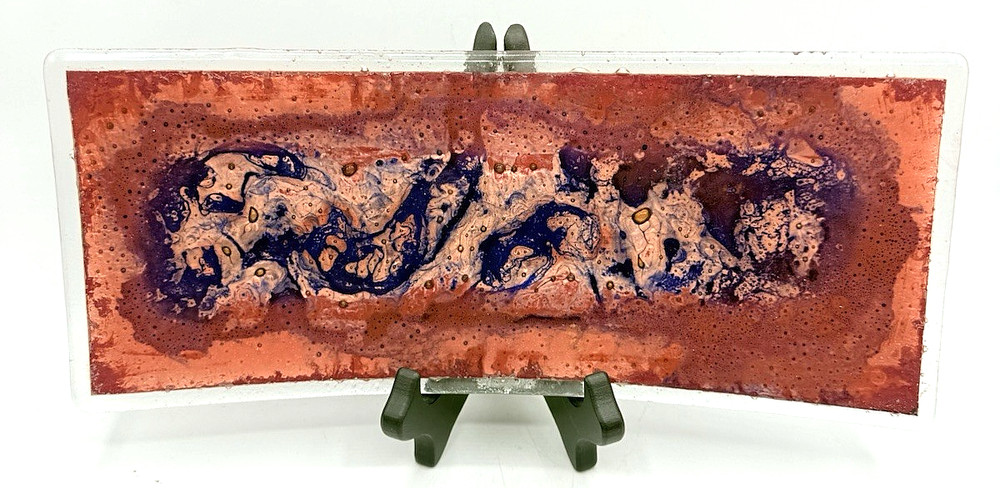 Fused Glass Rectangular Tray Abstract SIGNED BY ARTIST & DATED 2007 Studio Glass