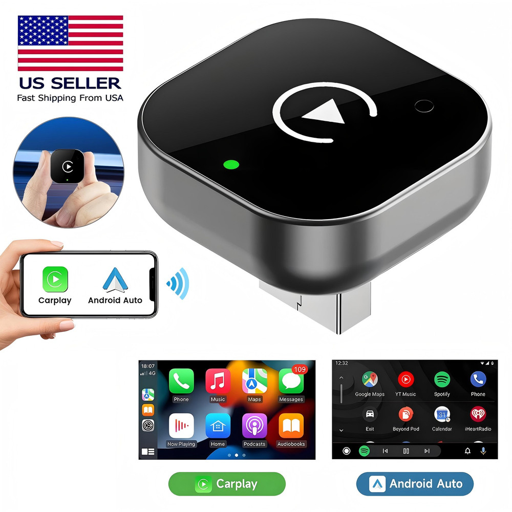 Wireless USB Carplay Adapter Dongle For iPhone Apple Android Auto Plug &Play