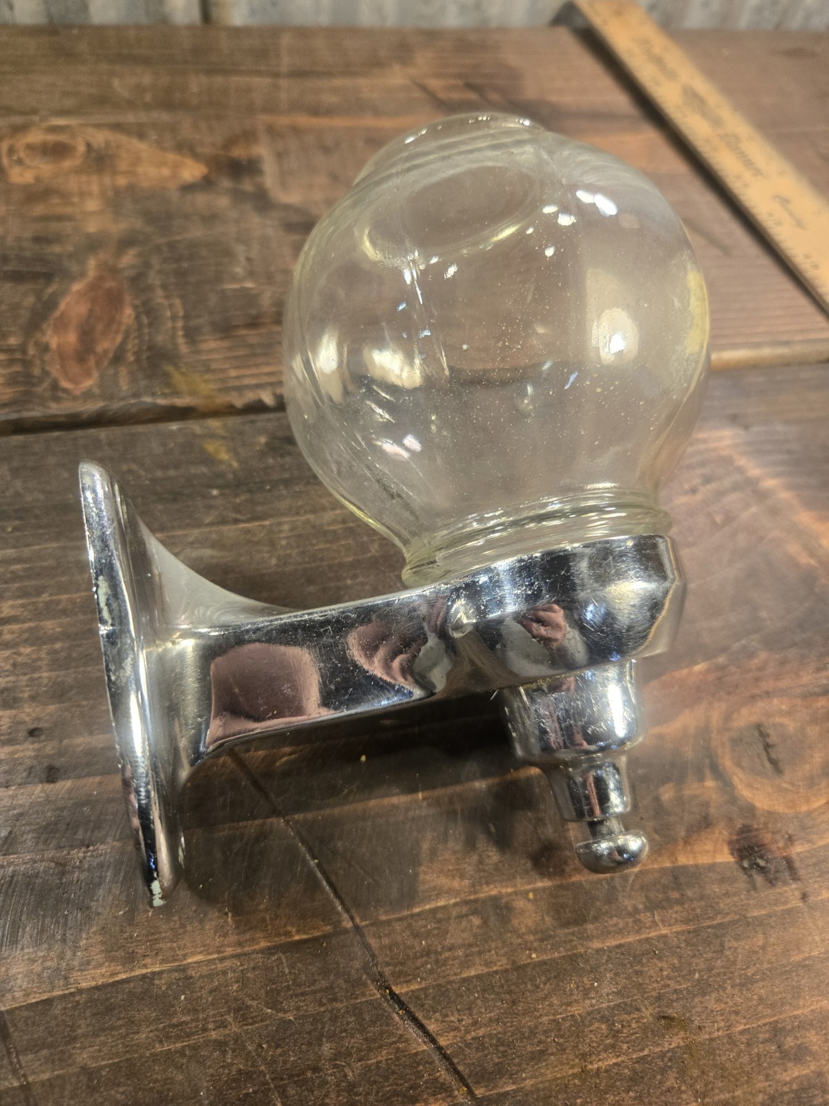 Vintage Wall Mount Soap Dispenser Chrome Glass Complete