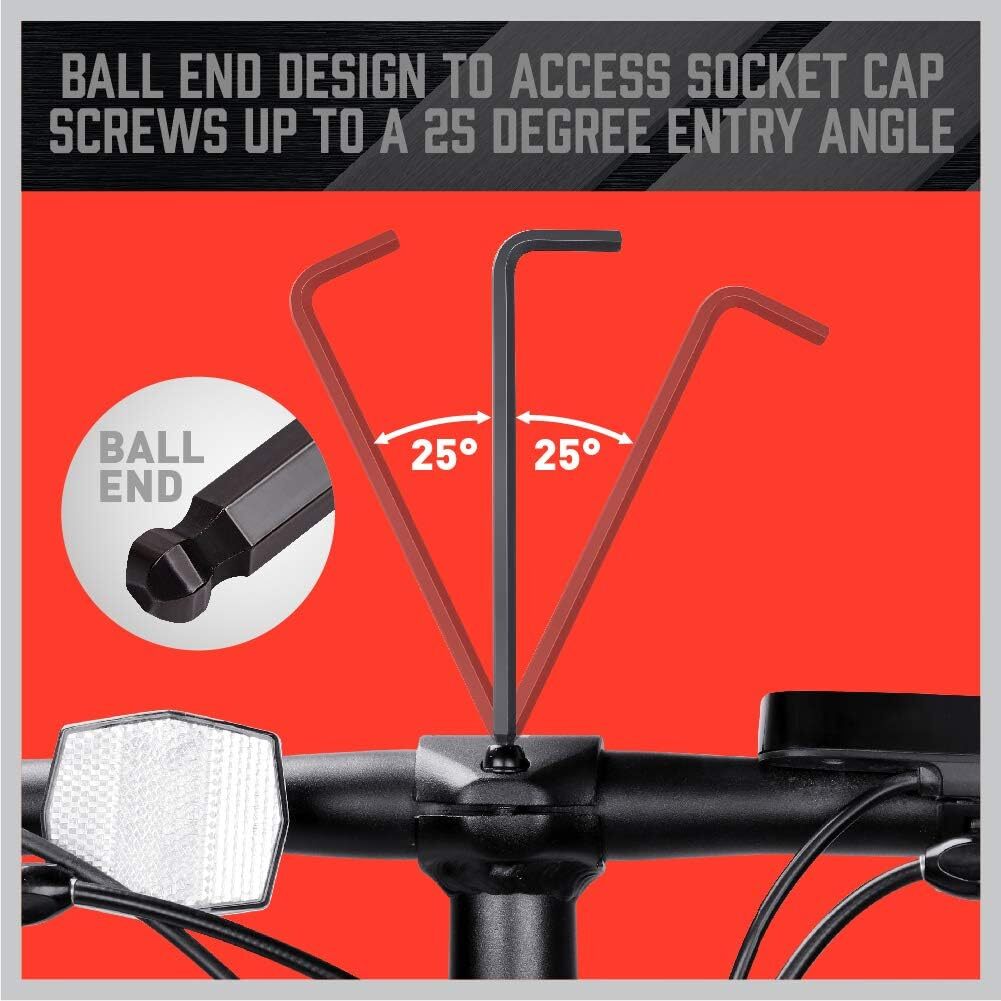 36 PC Long Arm Ball End Hex Key Allen Wrench Set Inch Metric Star With Bag Gift