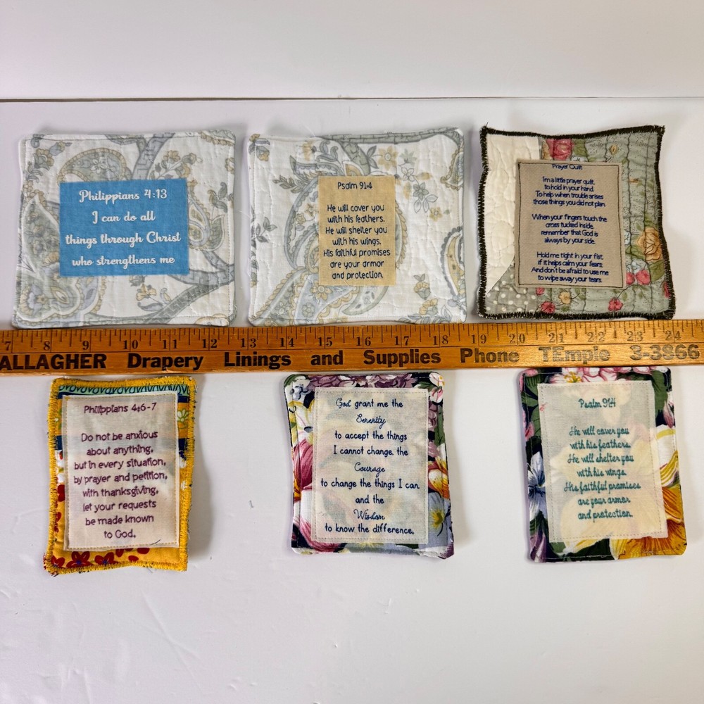 6 Handcrafted Prayer Quilts Unique lot