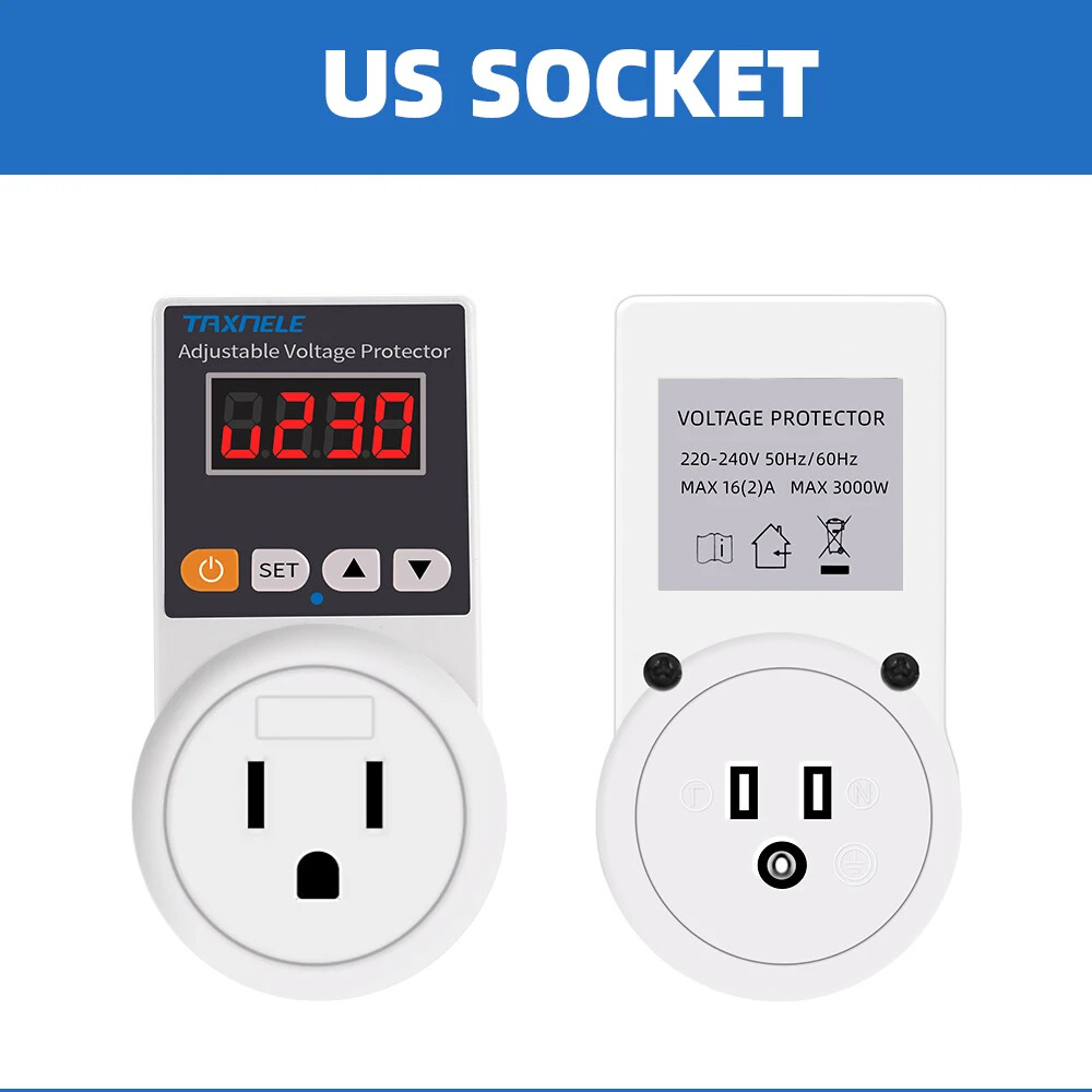 Automatic Voltage Protector Socket AC 220V Adjustable 16A Power Surge Protector