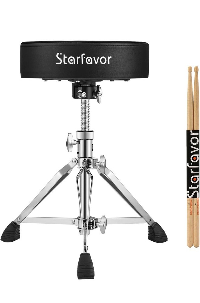 Drum Throne Drum Stool Height Adjustable Padded Seat Double Braced Anti-Slip