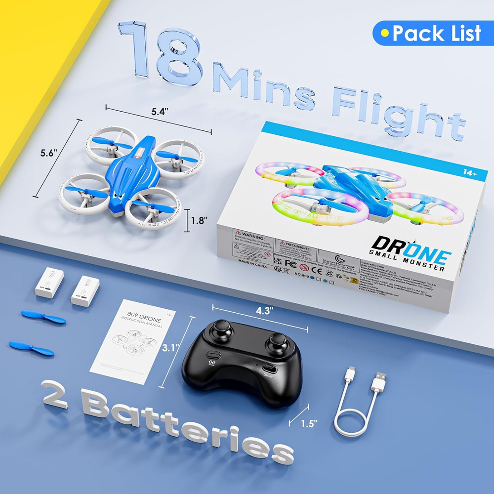 Drone, Mini Drone for Kid and Beginner with Led Light, Small Indoor Rc Drone wit