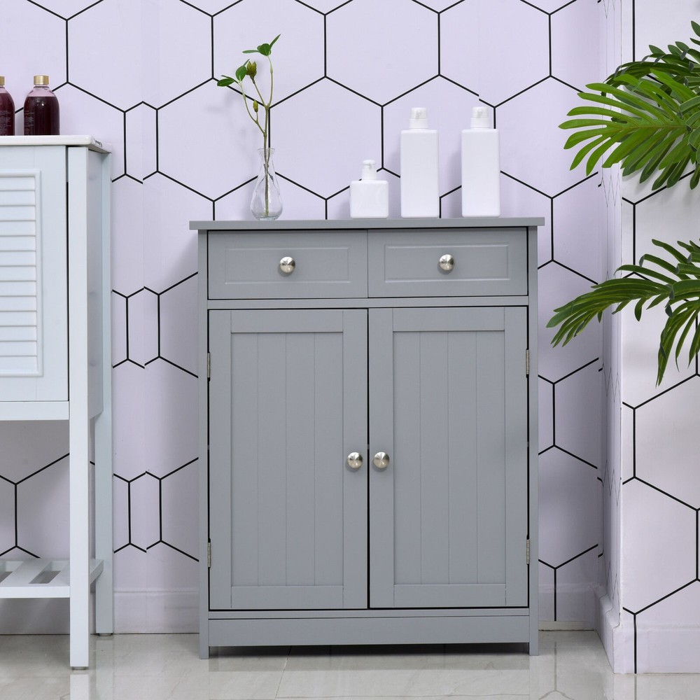 Bathroom Floor Cabinet Storage Organizer Kitchen Cupboard with Adjustable Shelf
