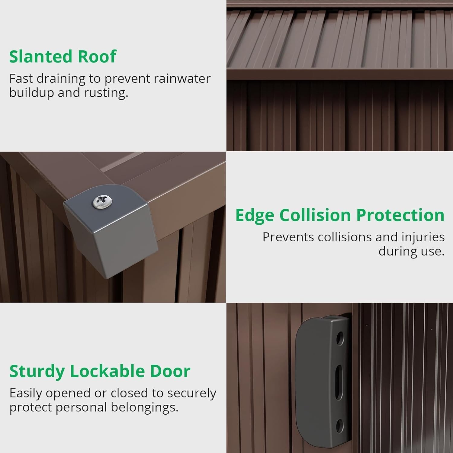 10x12 ft Metal Outdoor Storage Shed Galvanized Garden Shed with Lockable Doors