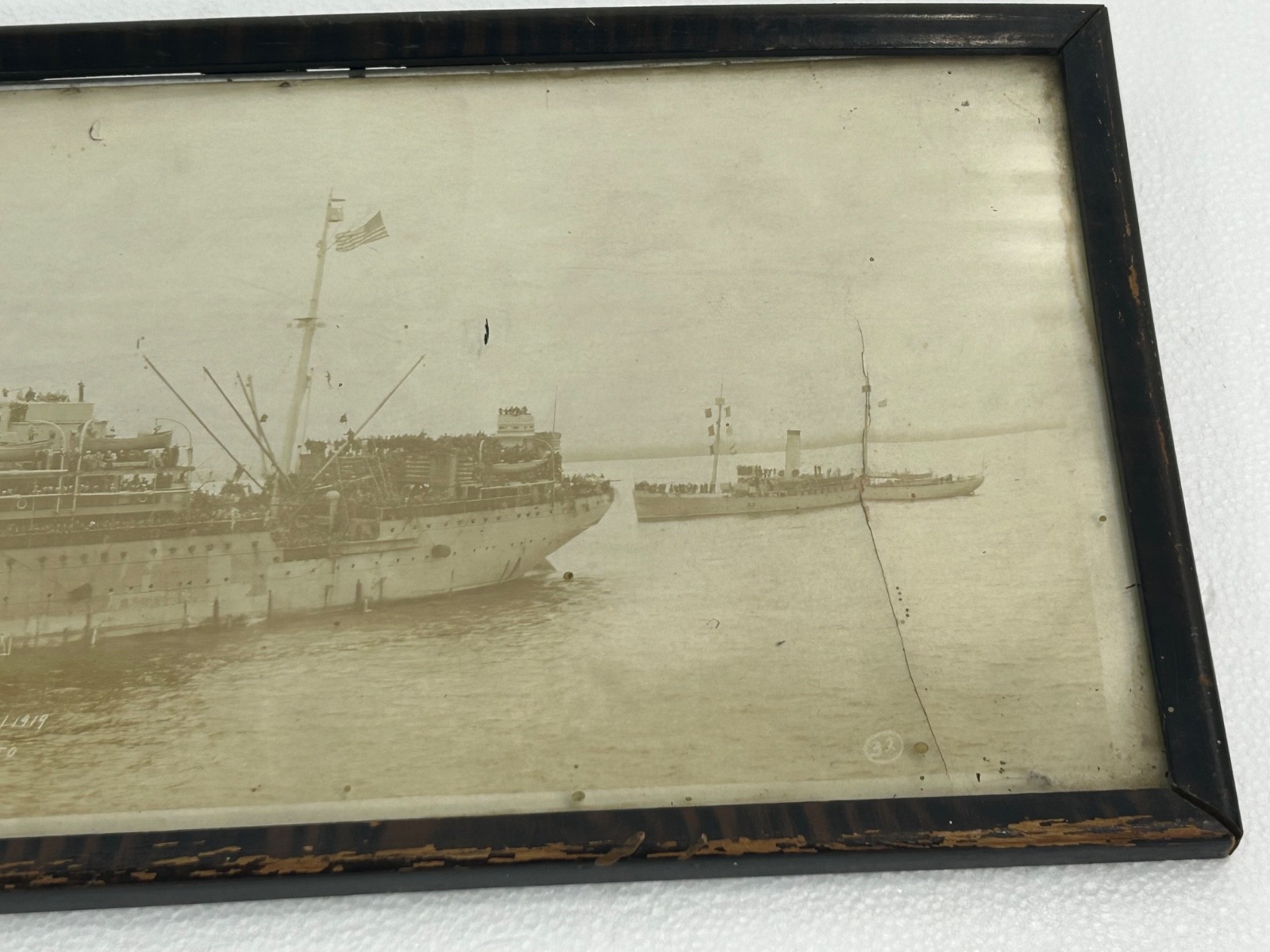 WWI USS Powhatan ID-3013 Transporting US Army 30th Division Framed Panoramic