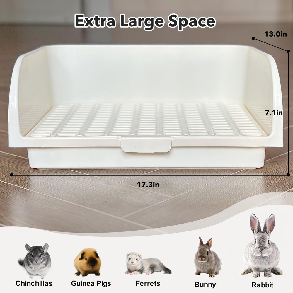 Rabbit Litter Box - Extra Large Bunny Litter Box, Easy to Clean and Disassemb...