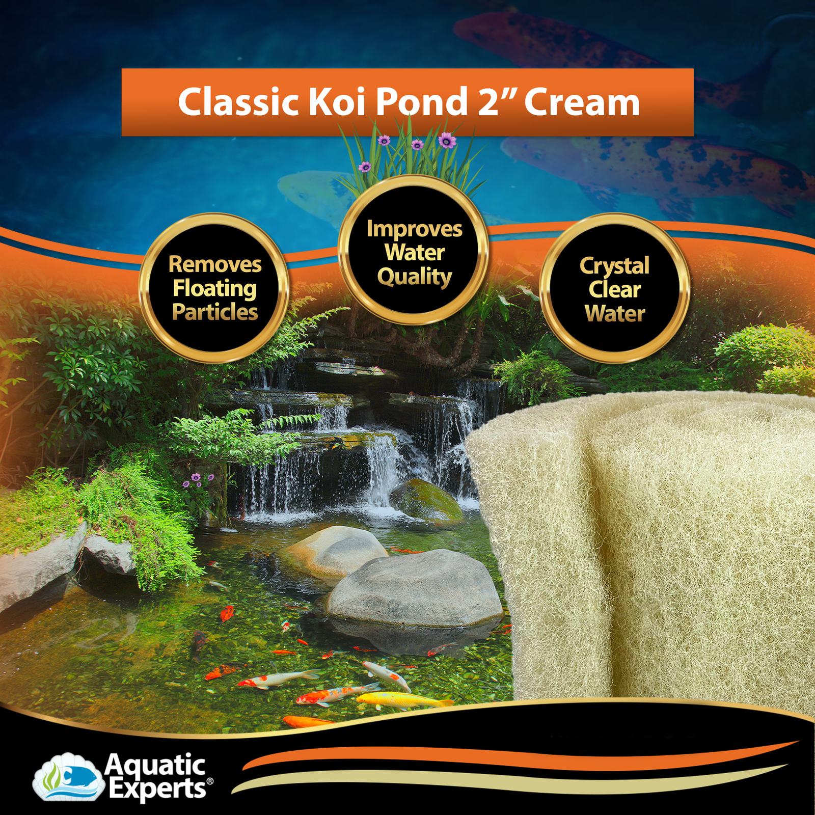 Classic Durable Koi Pond Coarse Cream Reusable Filter Roll Pad 2 Inch Thick