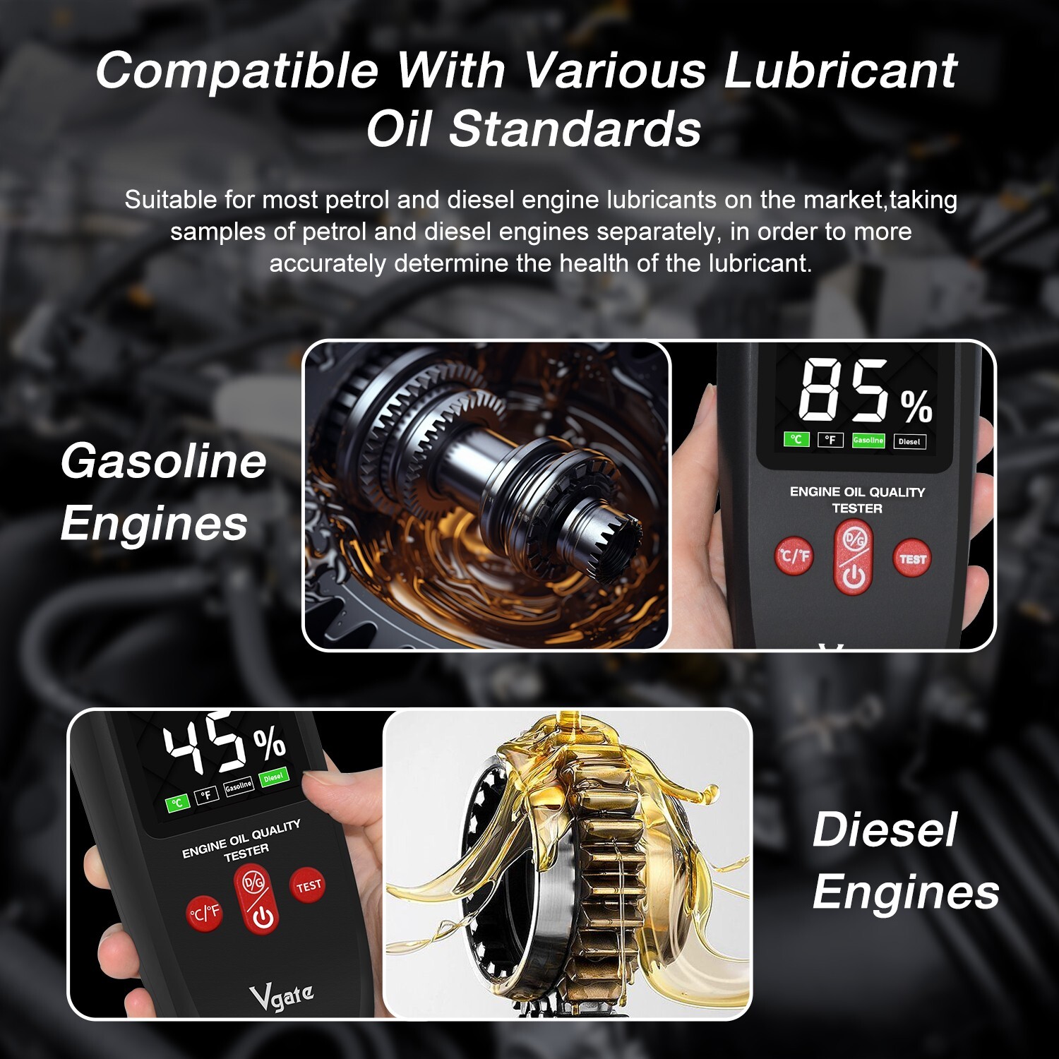 Vgate Engine Oil Quality Tester LED Display Gasoline Diesel Analyzer Detector