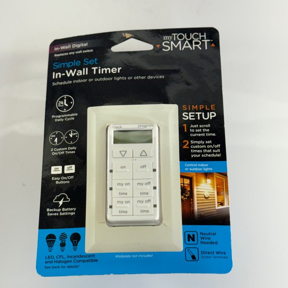 myTouchSmart Simple Set In-Wall Digital Timer Programmable Light Switch 26893