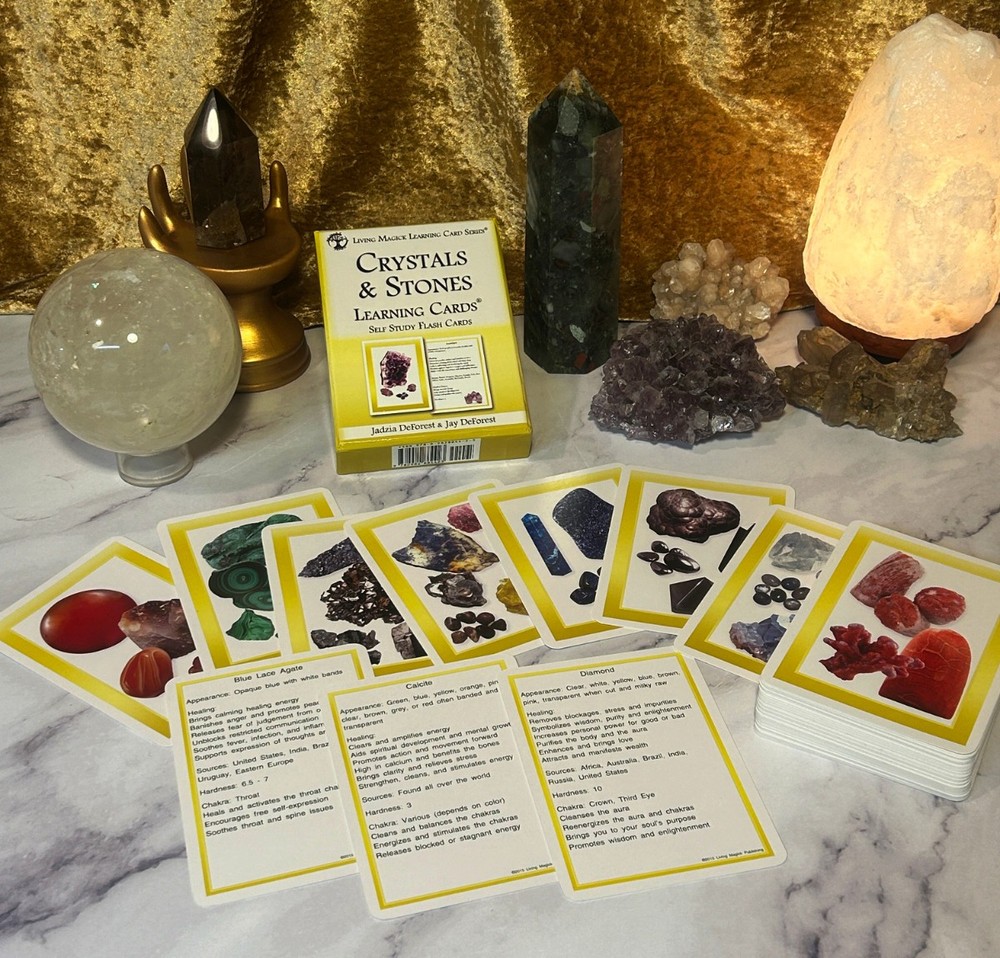 Crystals & Stones Learning Cards - Living Magick Learning Cards - Self Study
