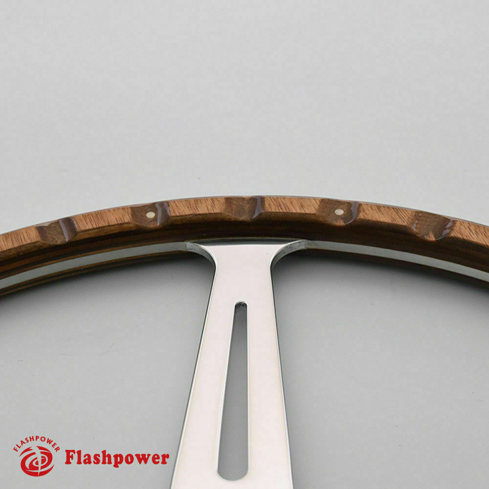 14" Classic Riveted Wood Grain Steering Wheel Restoration MGB Midget W/Horn