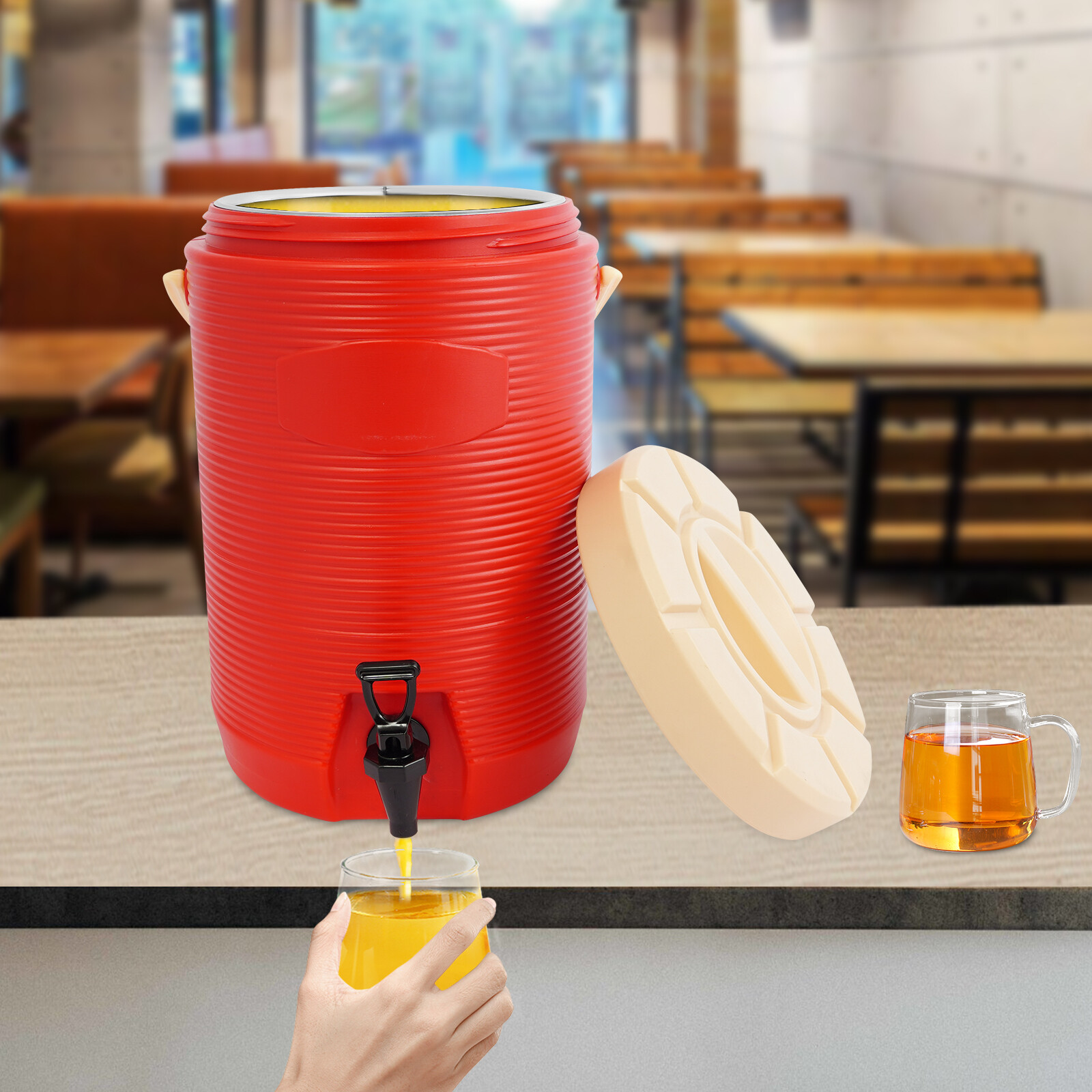 Stainless Steel Insulated Beverage Dispenser, Insulated Beverage Container 15.4L