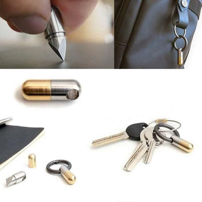 4pc Capsule Knife Microblade Key Micro Cutting Tool Mini Pill Keychain Knife