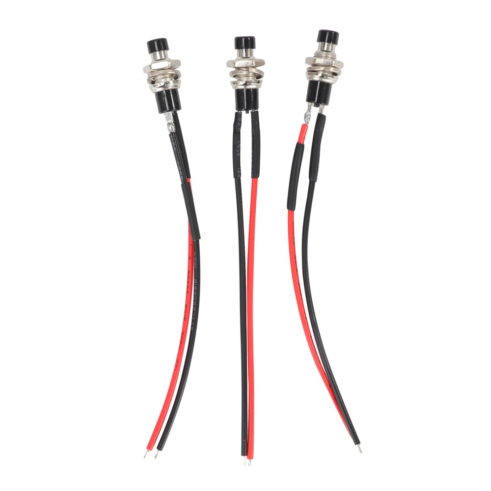 3X BLACK SPST Mini Push Button Pre-Wired N/O Momentary Switch OFF-(ON)