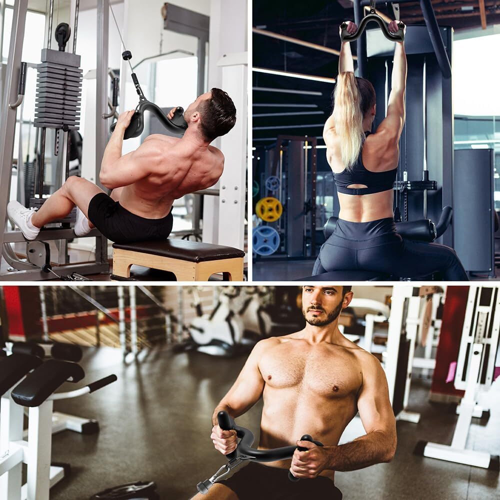 Cable Machine Attachments 28” Tricep Rope 12" LAT Pull Down Bars Cable Machin...