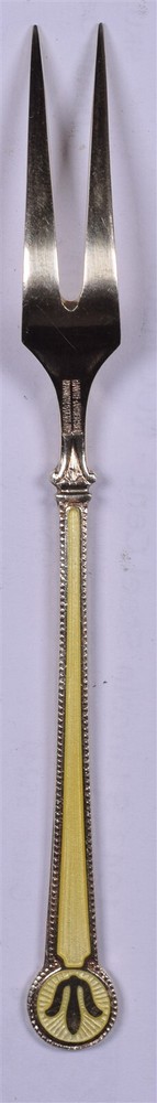 David Andersen Sterling Enameled Lemon Hors D'oeurres Fork