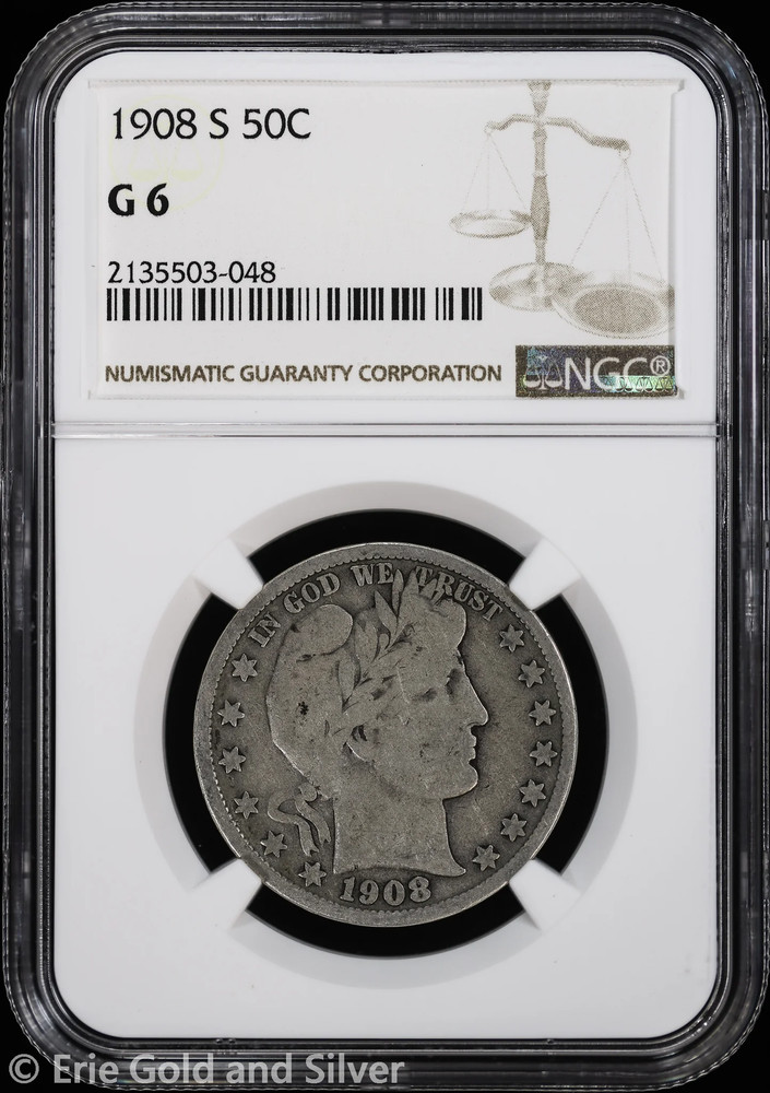 1908-S 50C Barber Half Dollar NGC G 6