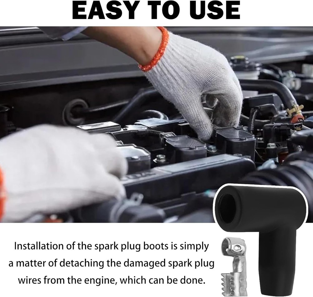 16PCS Spark Plug Boot,HEI 90° Wire Ends with Black, Silver