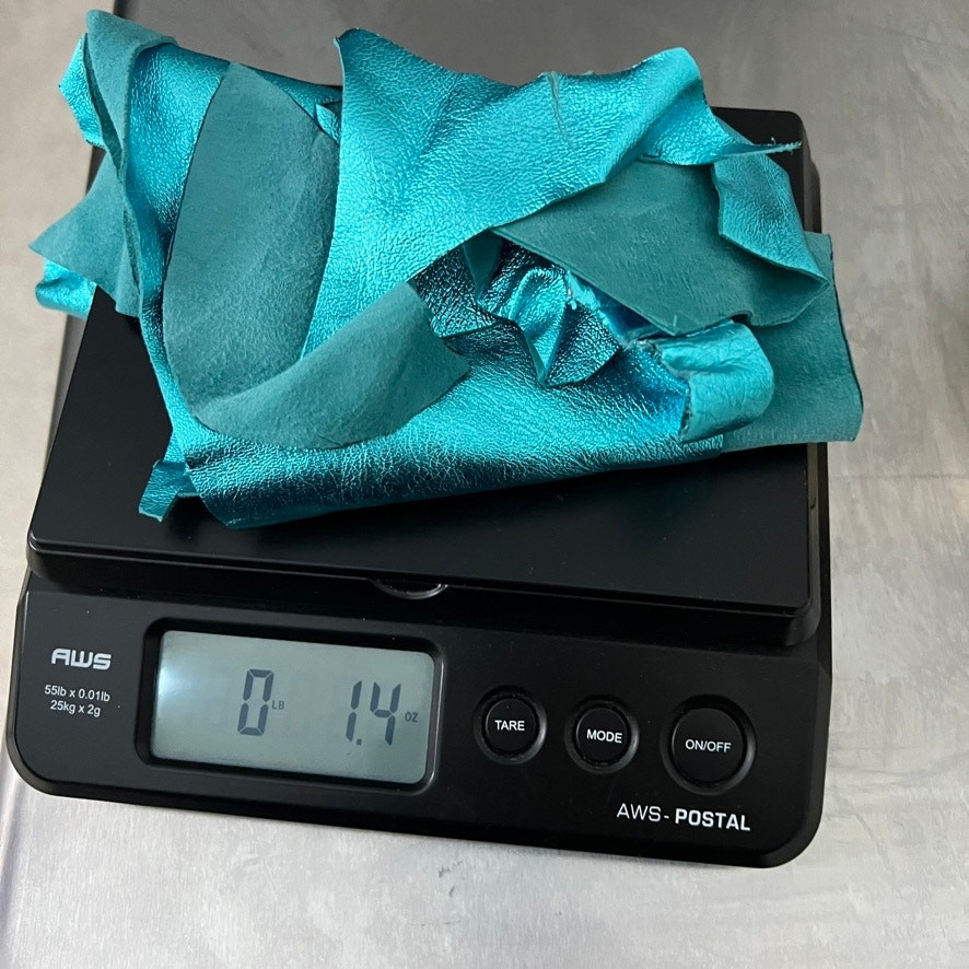 Turquoise Leather Scraps Fabrics