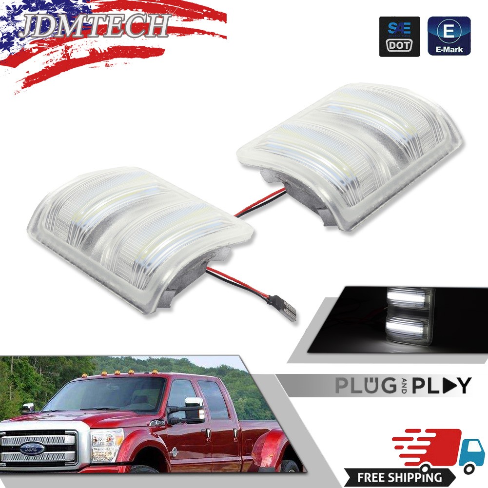For 08-16 Ford F250 F350 F450 F550 Super Duty Clear White LED Side Mirror Lights