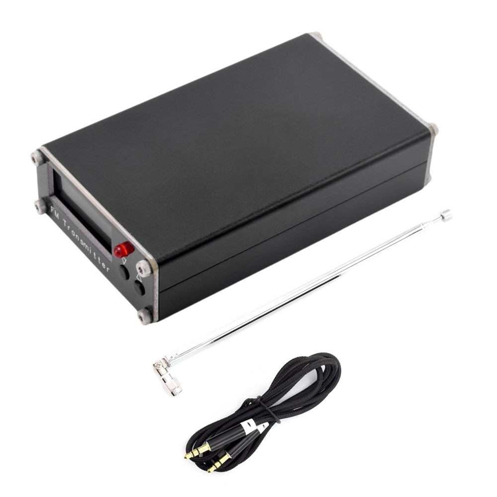 FM-D5W2 5V 0.5W FM Transmitter 76MHz-108MHz LCD Display Stereo Audio w/ Antenna