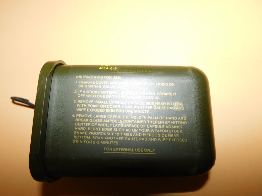 USGI Military Army Decontamination Kit MSA4-3 Plastic Storage Container.