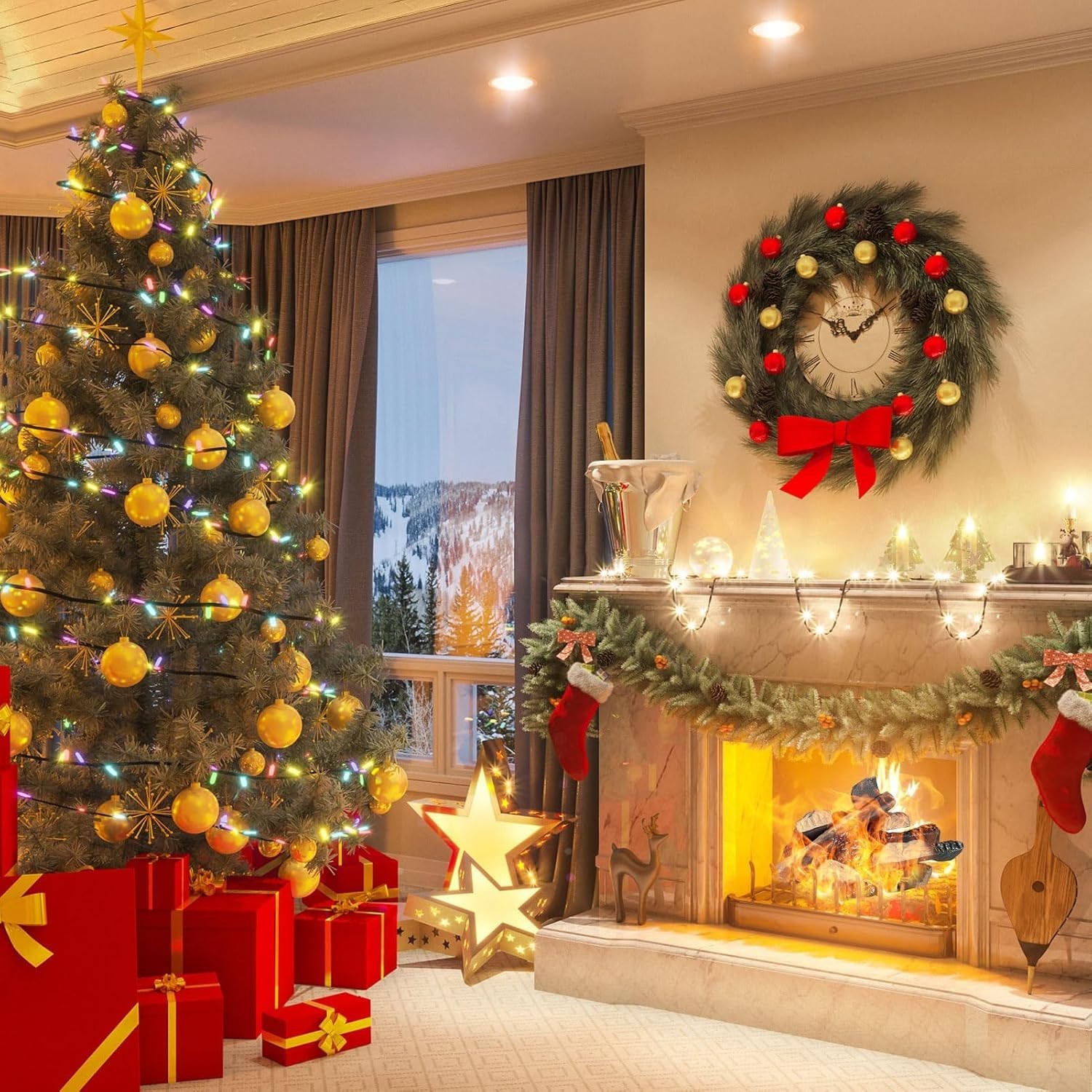 Large Ceramic Gas Logs, 10 Piece Set of Decoration Ceramic Wood Logs for All Typ