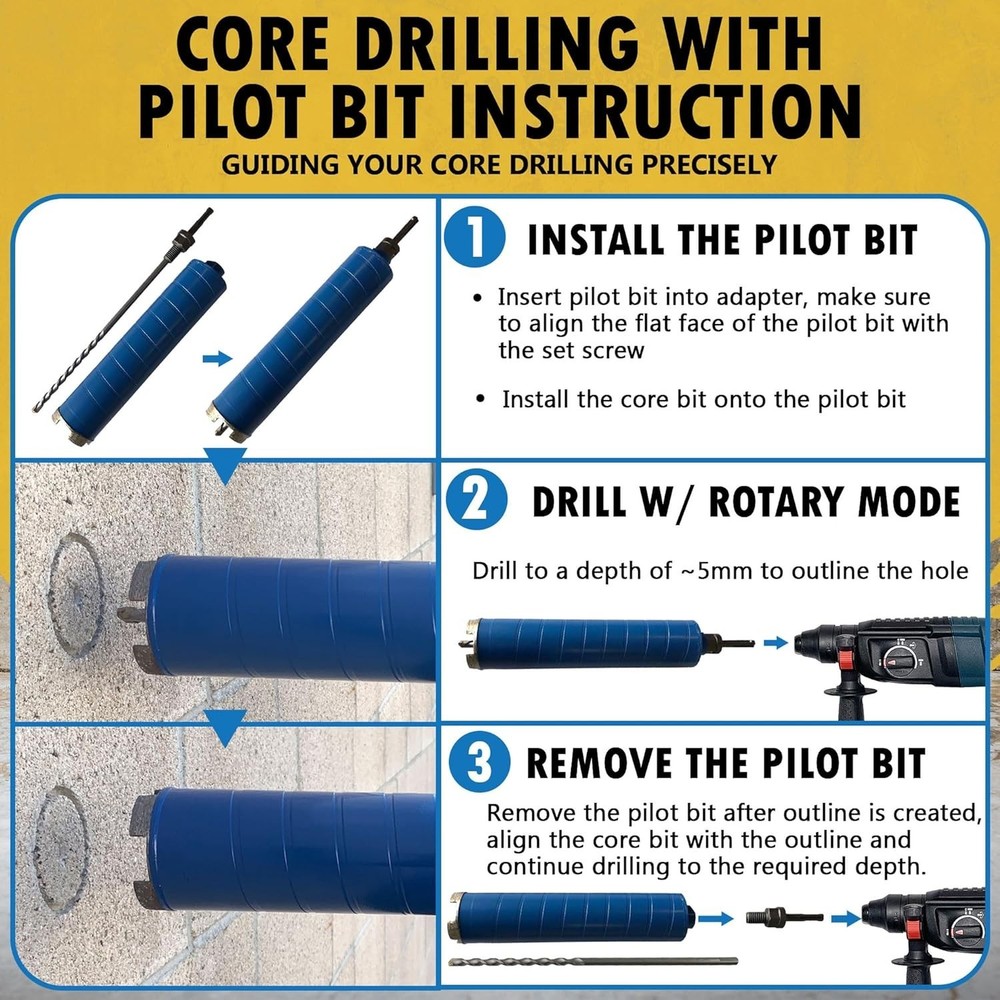 1-1/2" Diamond Core Bit for Efficient Brick Drilling - SDS Plus Adapter Included