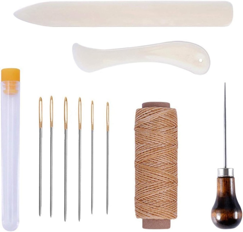 11 Pieces Bookbinding Kit Starter Tools Set Bone Folder Paper Creaser, Waxed Thr