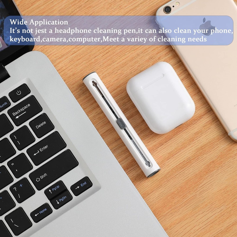 2Pcs Earbud Cleaning kit， Multi-Function Cleaning Pen with Soft Brush Flo